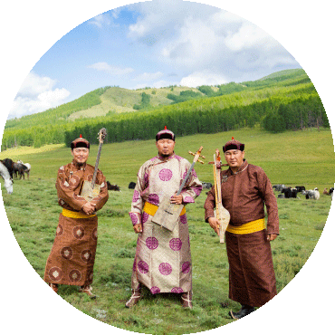 Alash stands together in a field holding their instruments