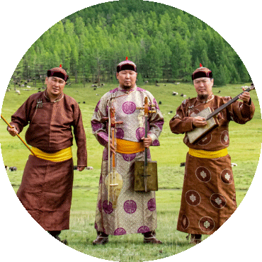 Alash stands together in a field holding their instruments