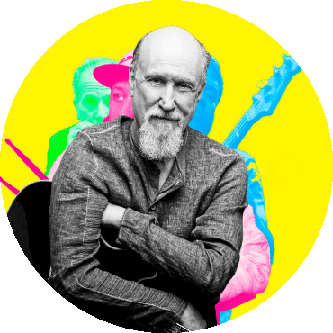 John Scofield against a colorful background