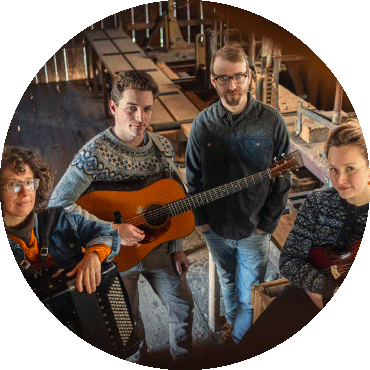 Pine Tree Flyers pose with instruments