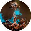 Dancer from Cirque Kalabanté is thrown in the air and flips