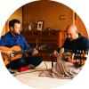 Derek Gripper and Alam Khan play their instruments