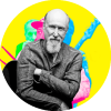 John Scofield against a colorful background